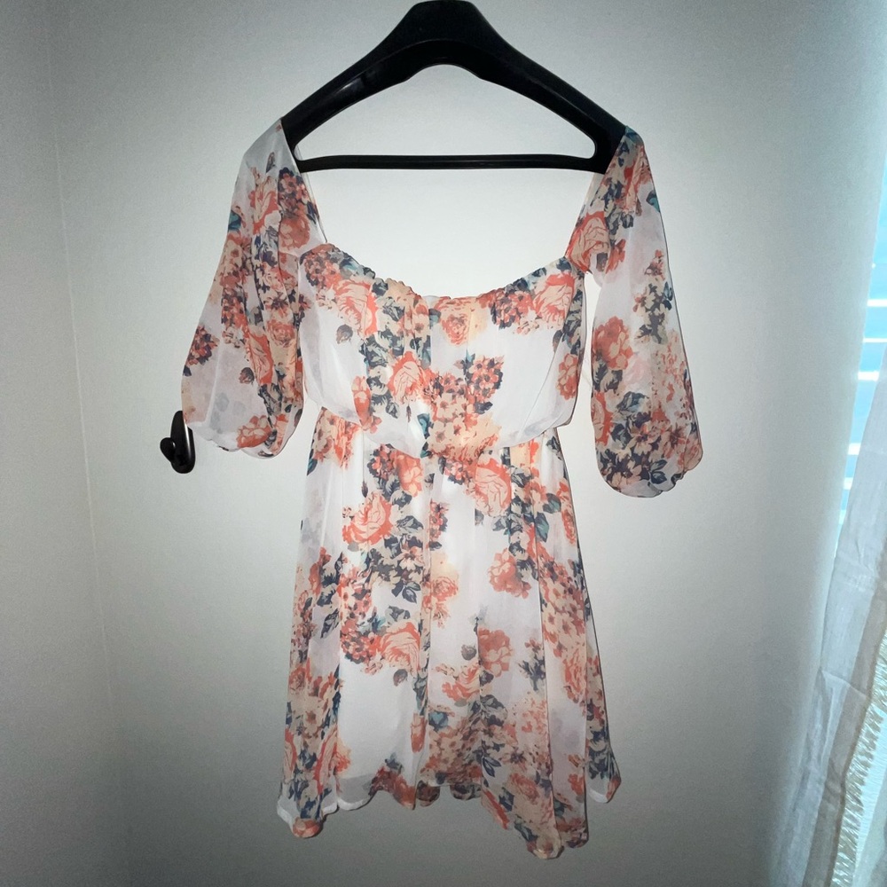 Floral off the shoulder mini dress